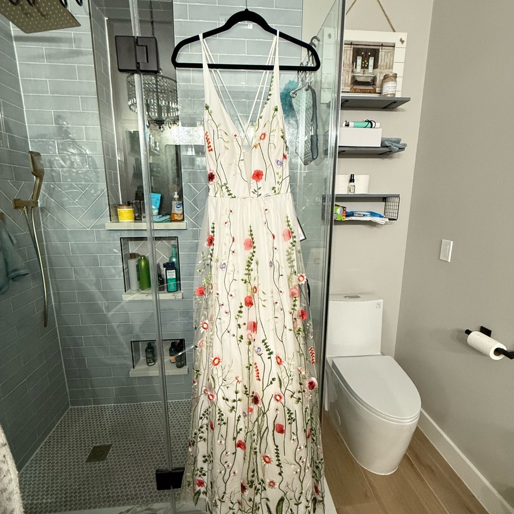 Floral Embroidered White Dress